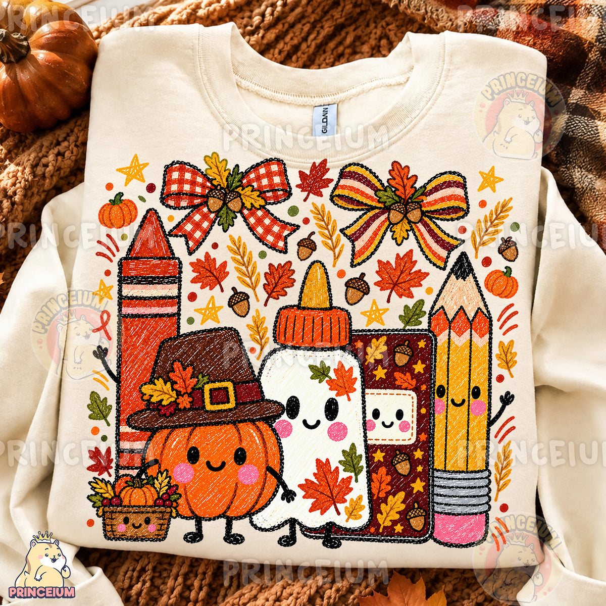 Thanksgiving School Supplies PNG Cute Crayon Style Teacher Design