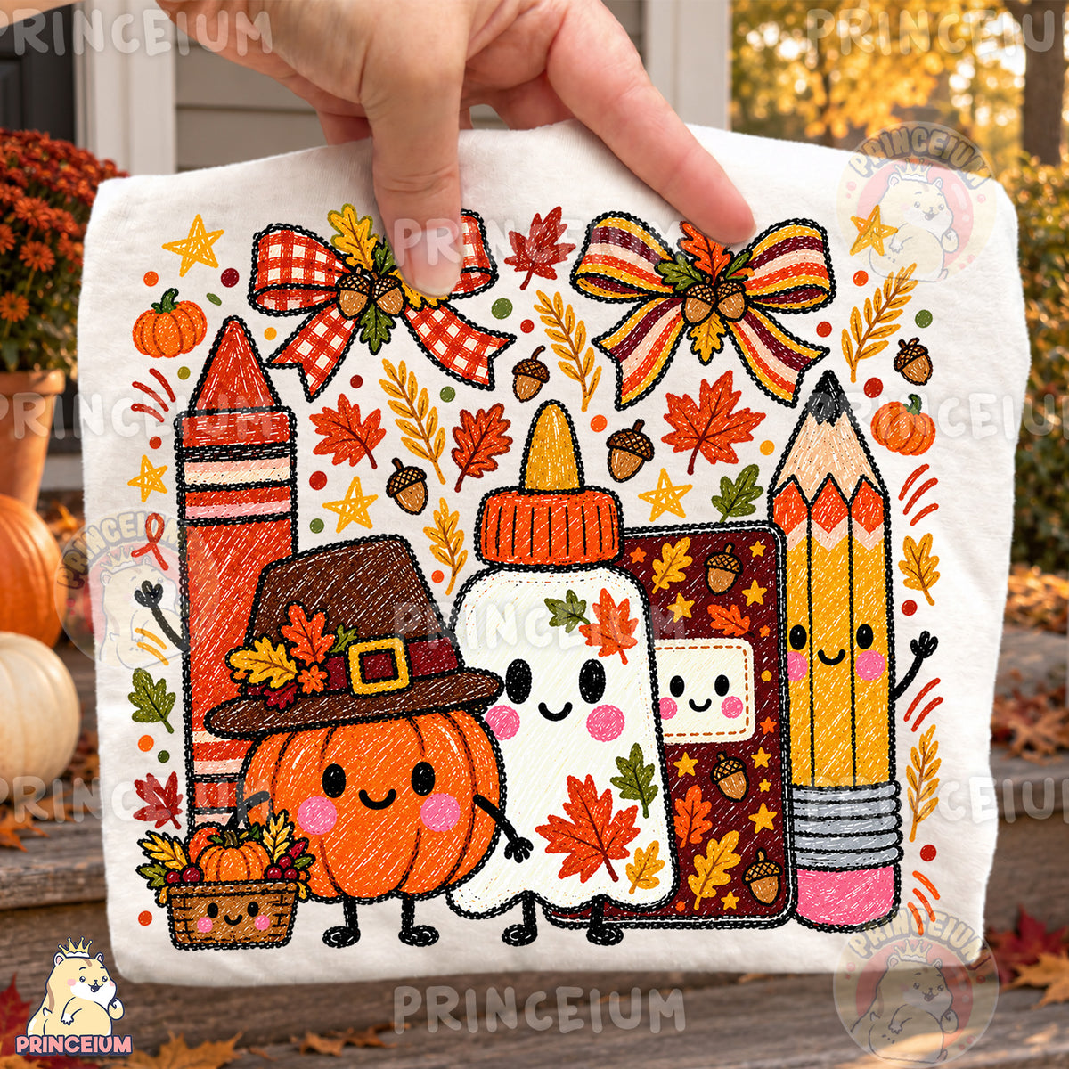 Thanksgiving School Supplies PNG Cute Crayon Style Teacher Design