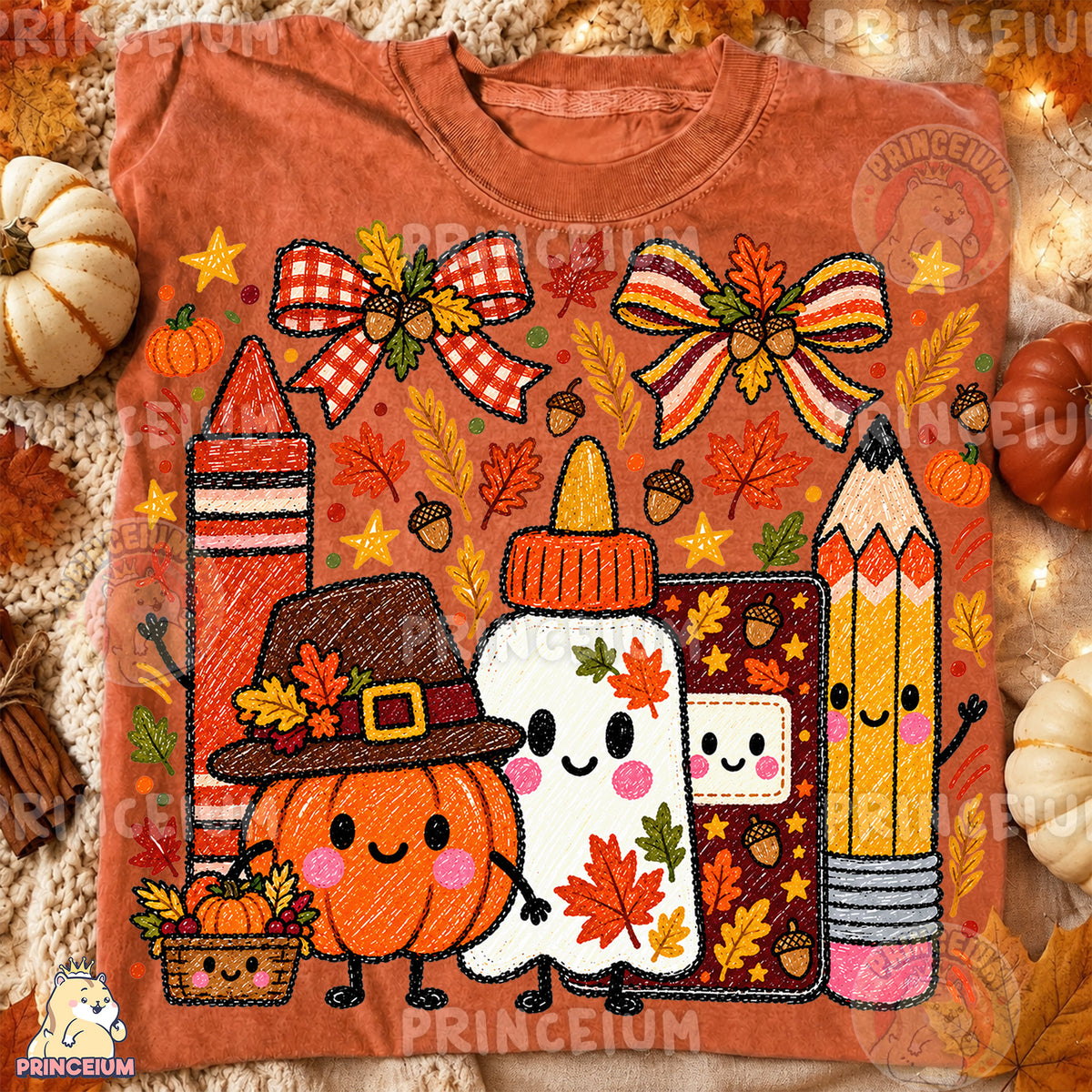 Thanksgiving School Supplies PNG Cute Crayon Style Teacher Design