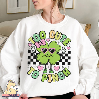 Too Cute To Pinch Png, Girl St Patrick Day Png, Shamrock Png, Retro Clover Png, Happy St Patrick Day, Irish Day, Digital Download Files