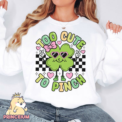 Too Cute To Pinch Png, Girl St Patrick Day Png, Shamrock Png, Retro Clover Png, Happy St Patrick Day, Irish Day, Digital Download Files