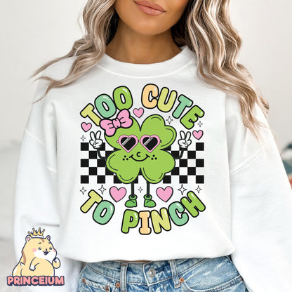 Too Cute To Pinch Png, Girl St Patrick Day Png, Shamrock Png, Retro Clover Png, Happy St Patrick Day, Irish Day, Digital Download Files