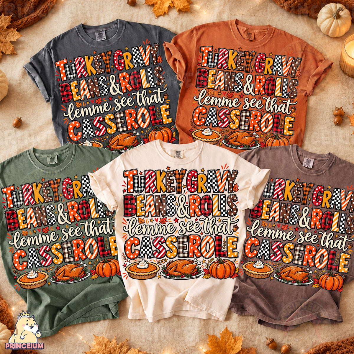 Turkey Gravy Beans & Rolls Lemme See That Casserole PNG Preppy Thanksgiving Design