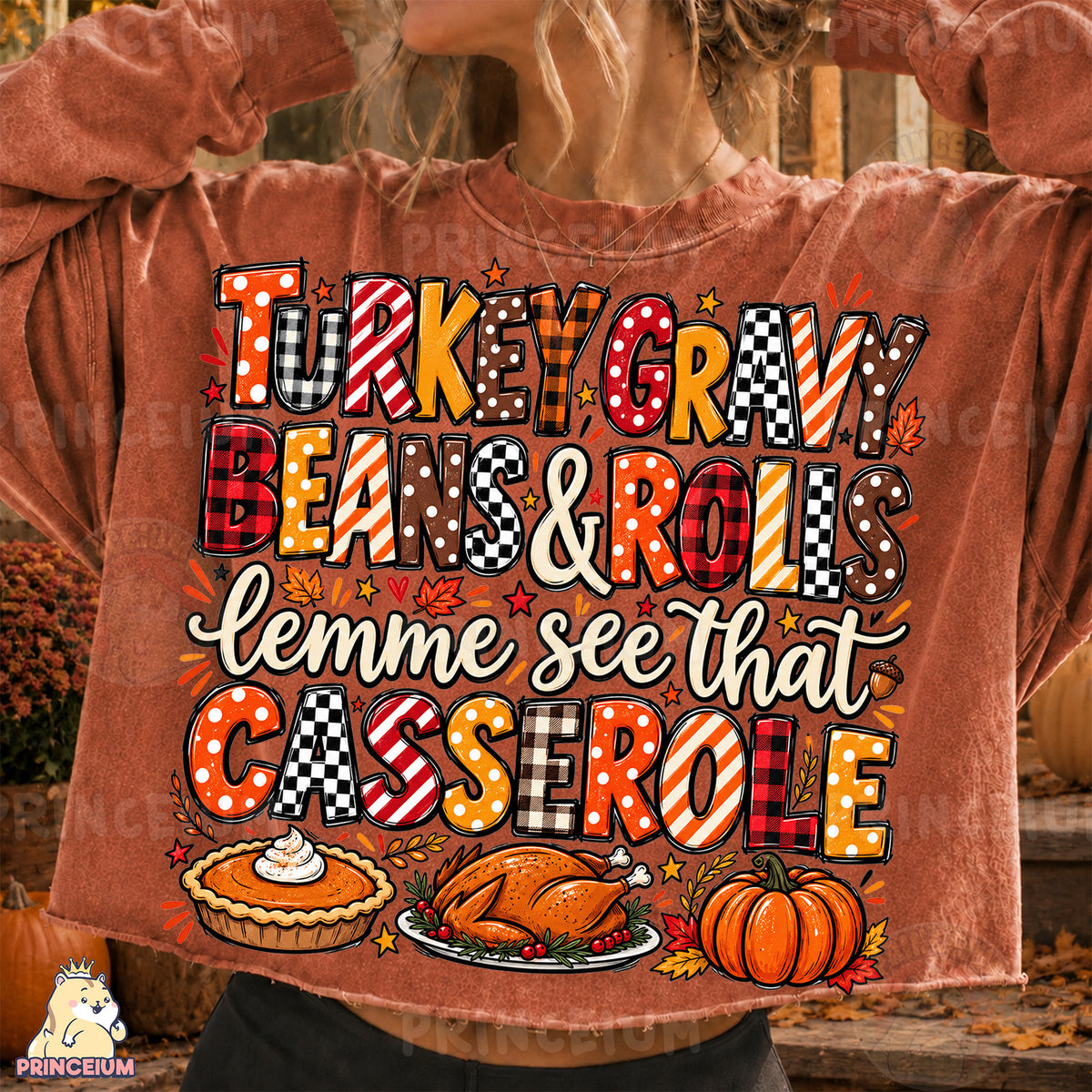 Turkey Gravy Beans & Rolls Lemme See That Casserole PNG Preppy Thanksgiving Design