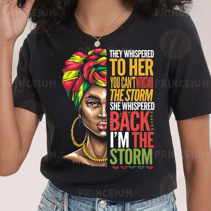 a woman wearing a black t - shirt with a picture of a woman's