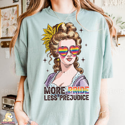 a woman wearing a t - shirt with a picture of a woman wearing sun glasses