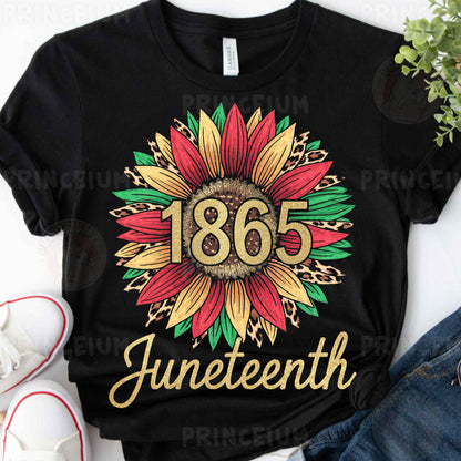 a black t - shirt with a sunflower and the number sixty
