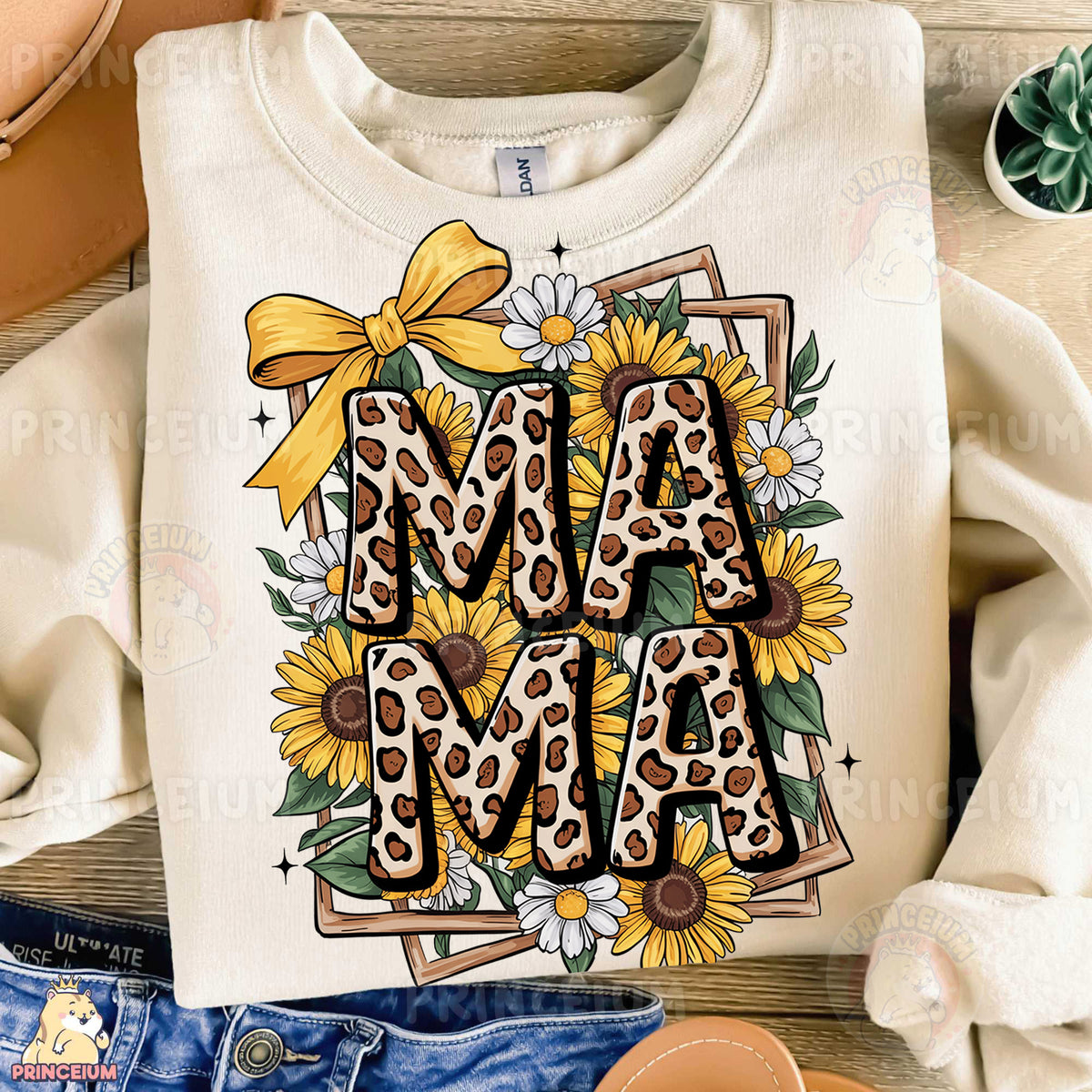 a t - shirt with a sunflower and the word ma ma on it