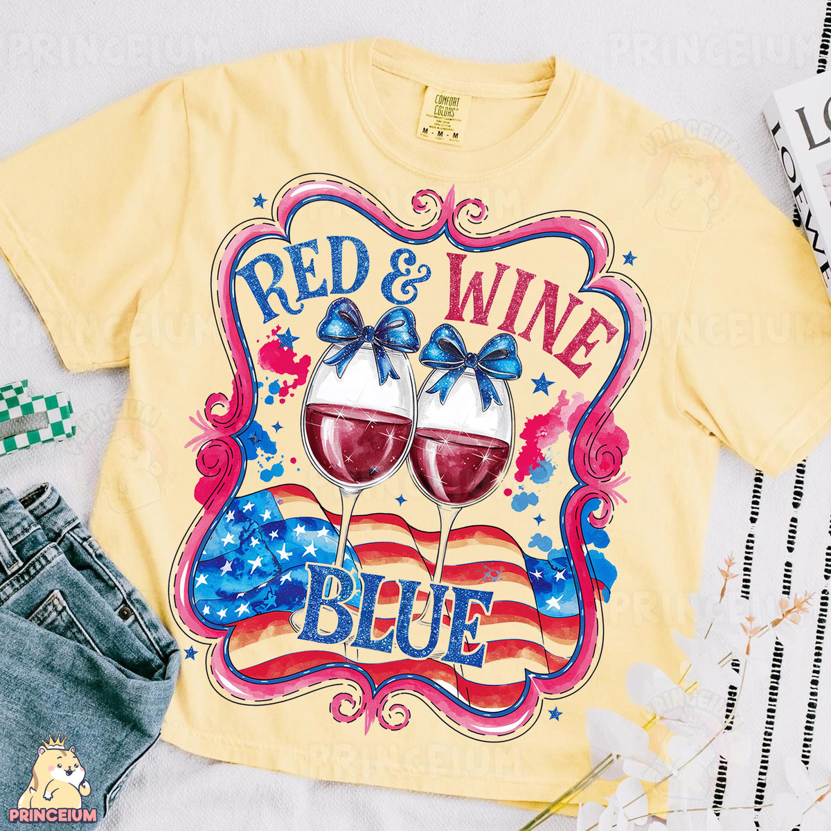 a t - shirt that says red and wine blue with two glasses of red wine