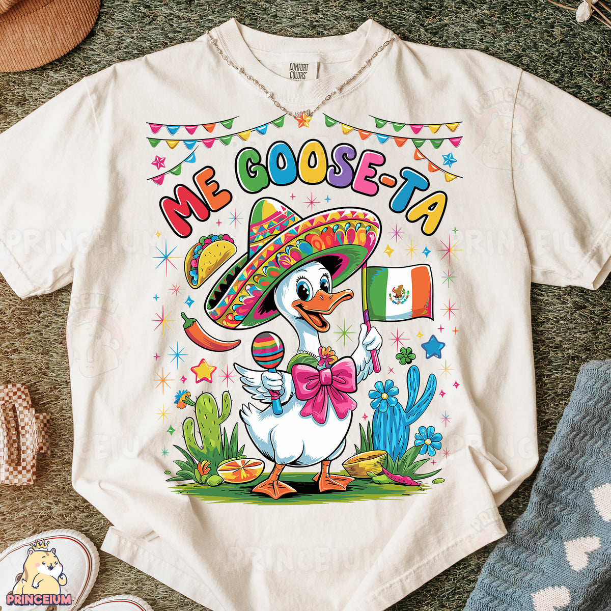 a t - shirt with a duck wearing a sombrero