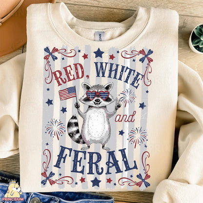 a white shirt with a raccoon wearing sunglasses