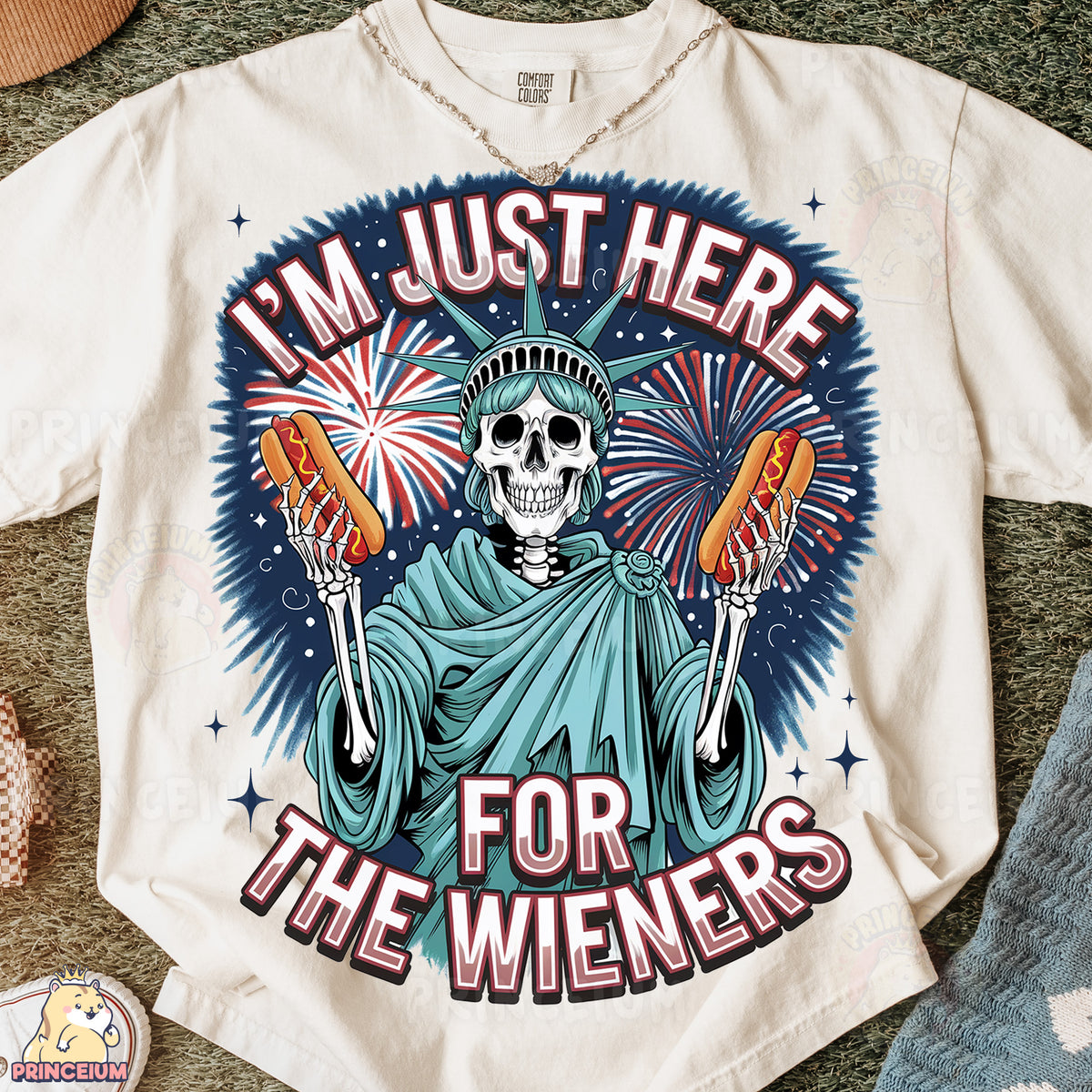 a t - shirt that says i'm just here for the wieners