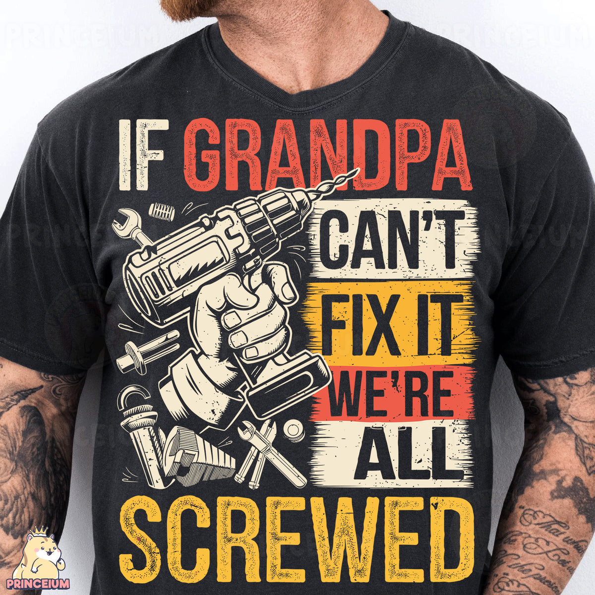a man with a beard wearing a t - shirt that says if grandpa can '