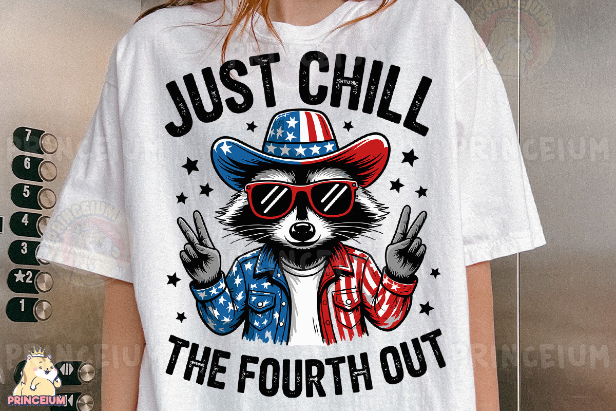 a woman wearing a t - shirt with a raccoon wearing a cowboy hat
