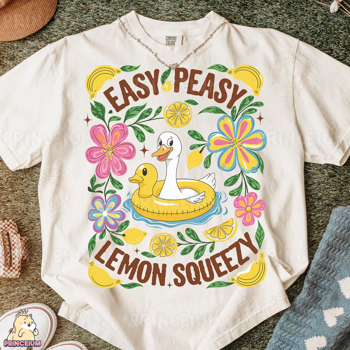 a t - shirt that says easy peasy lemon squeezey