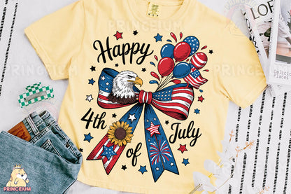 a t - shirt with an eagle and american flags on it
