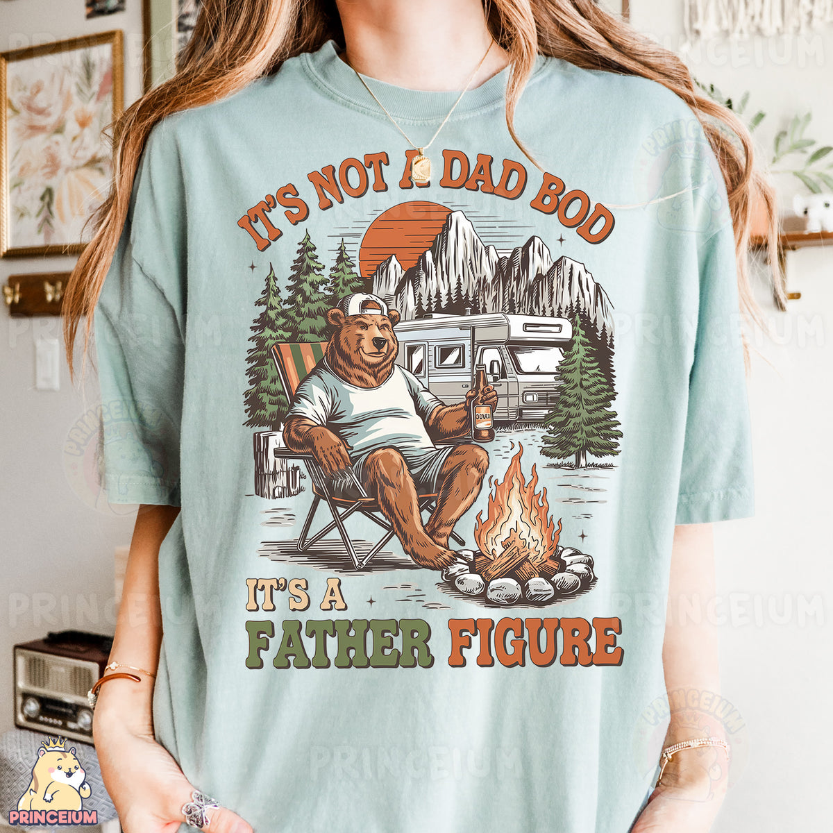a woman wearing a shirt that says it's not a dad bod it