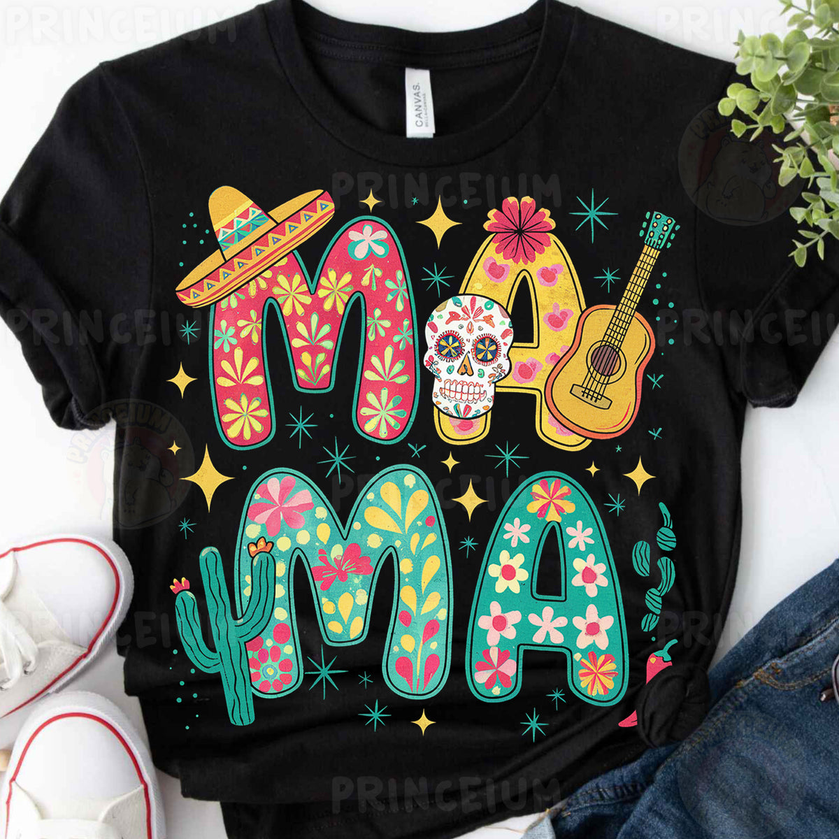 a t - shirt with a mexican design on it