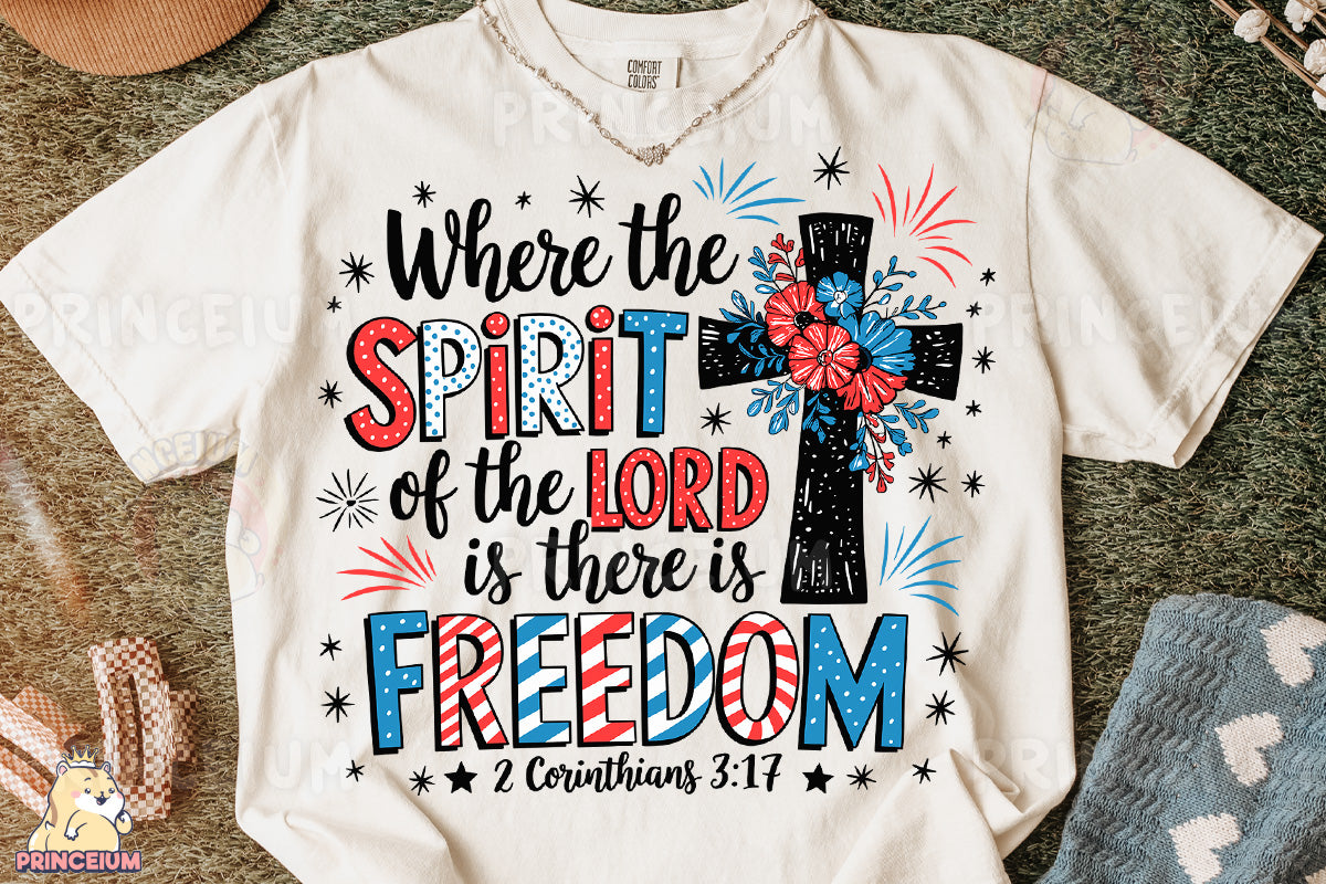 a t - shirt with the words where the spirit of the lord is there is