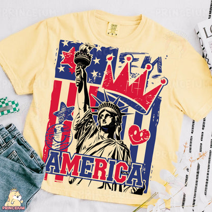 a t - shirt with the statue of liberty on it