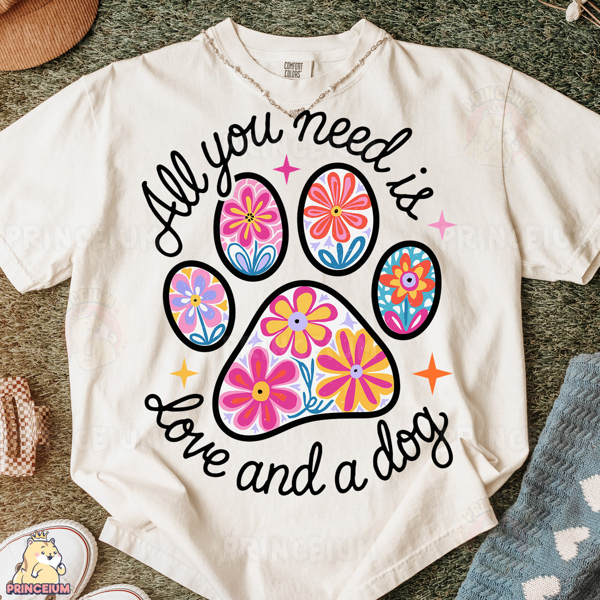 a t - shirt with a dog's paw on it