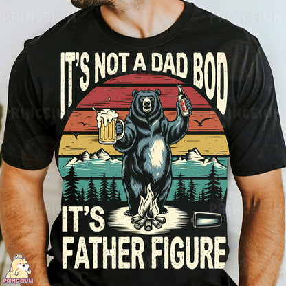 a man wearing a black shirt with a bear holding a beer