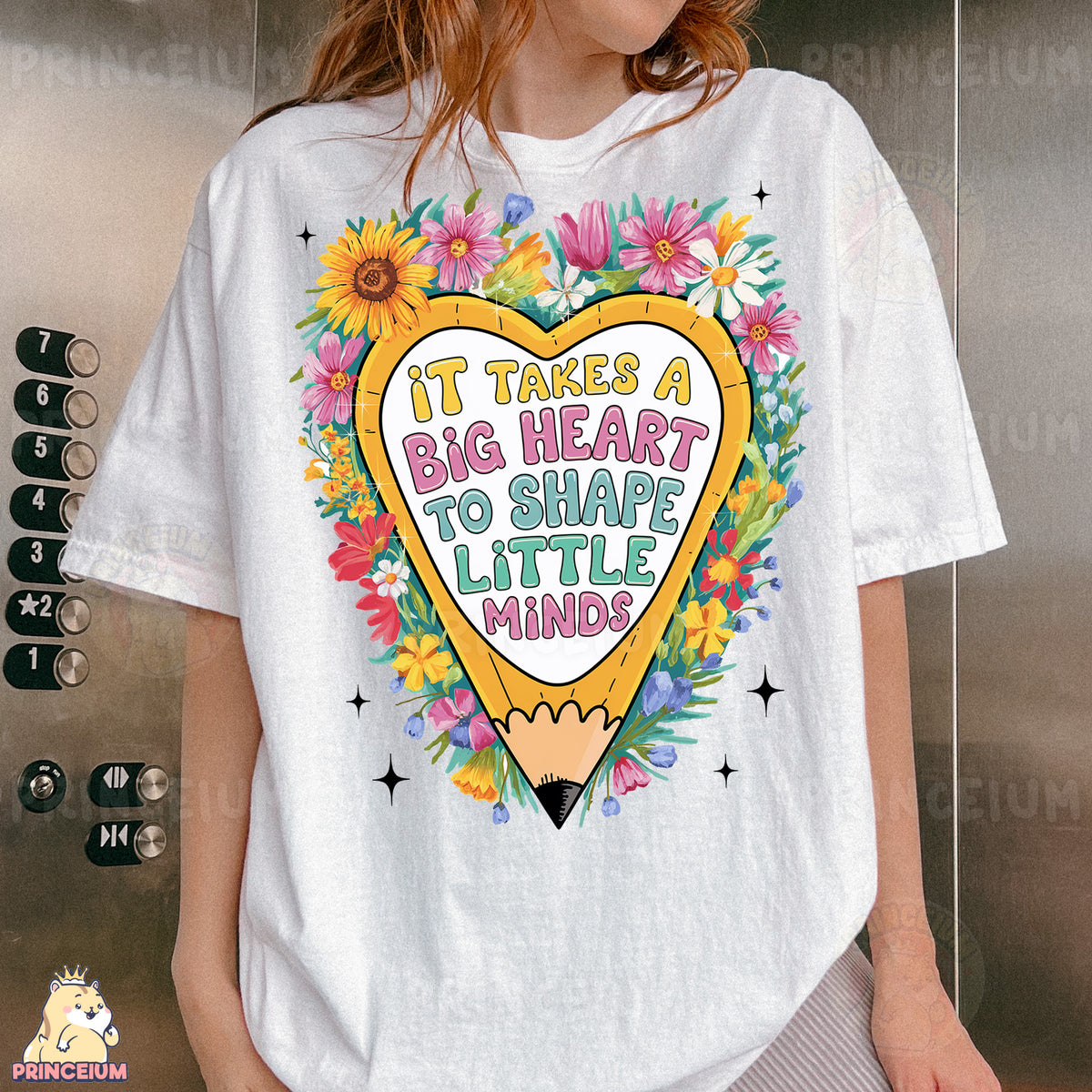 a woman wearing a t - shirt that says it takes a big heart to shape