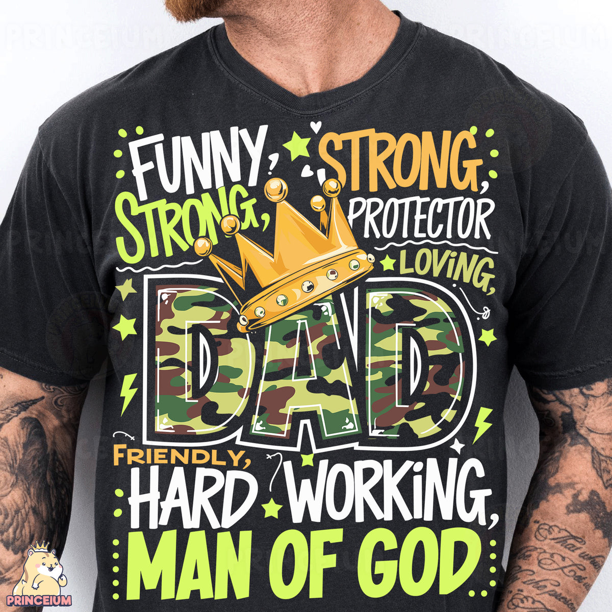 a man with a beard wearing a funny t - shirt