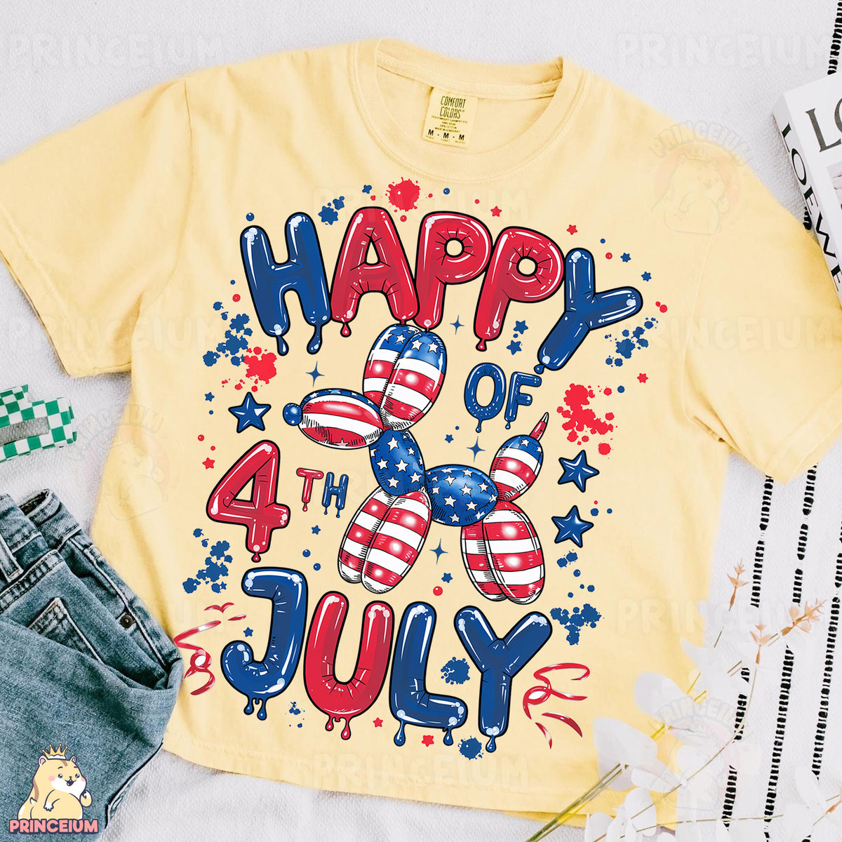 a fourth of july t - shirt on a table