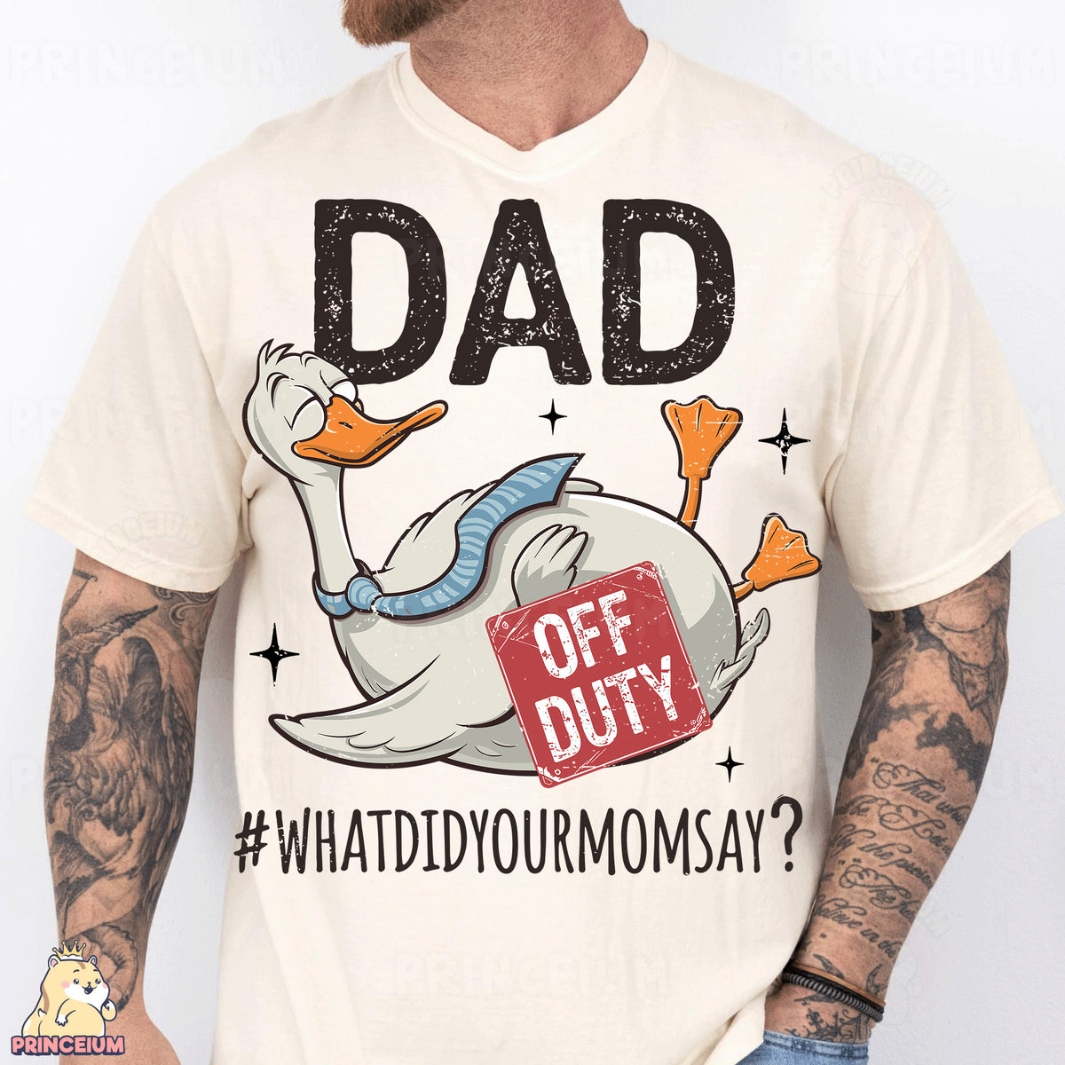 a man wearing a t - shirt that says dad off duty