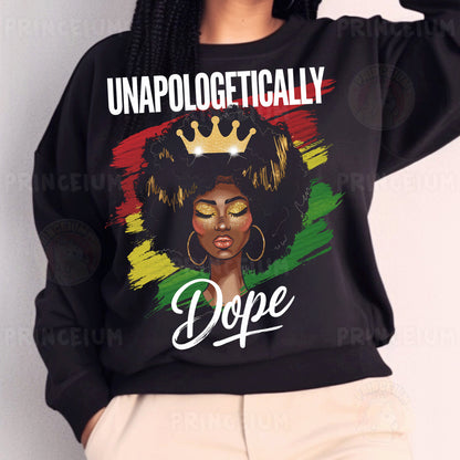 a woman wearing a black sweatshirt with a crown on her head
