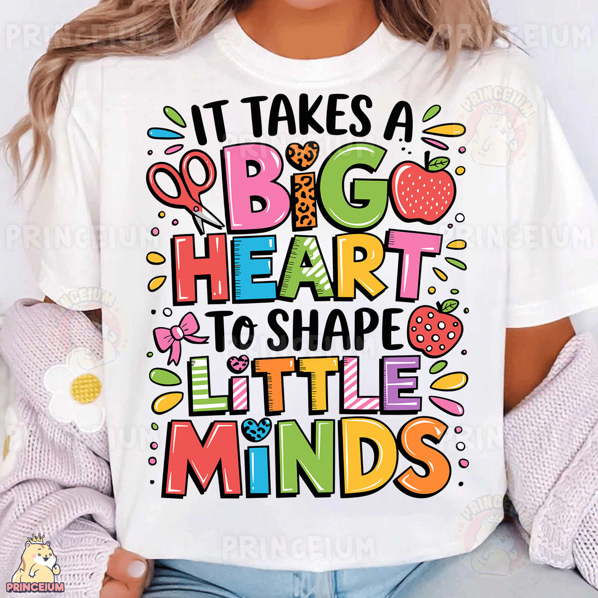 a woman wearing a t - shirt that says it takes a big heart to shape