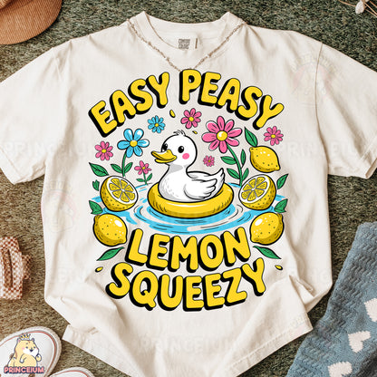 a t - shirt that says easy peasy lemon squeezey