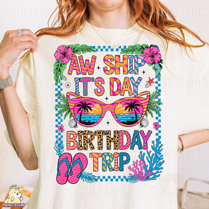 a woman wearing a t - shirt that says, aw ship it's day
