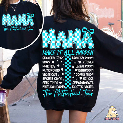 the back of a woman's sweatshirt with the words mama on it