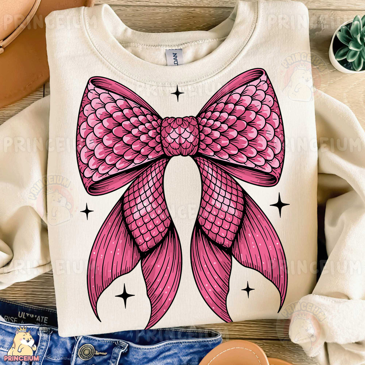 a t - shirt with a pink bow on it