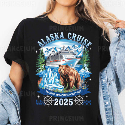 a woman wearing a alaska cruise t - shirt