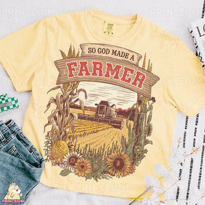a t - shirt that says so god made a farmer