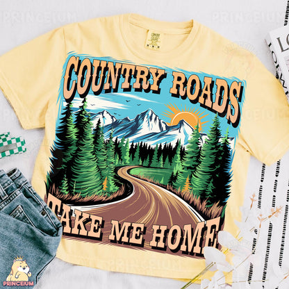 a t - shirt that says country roads take me home