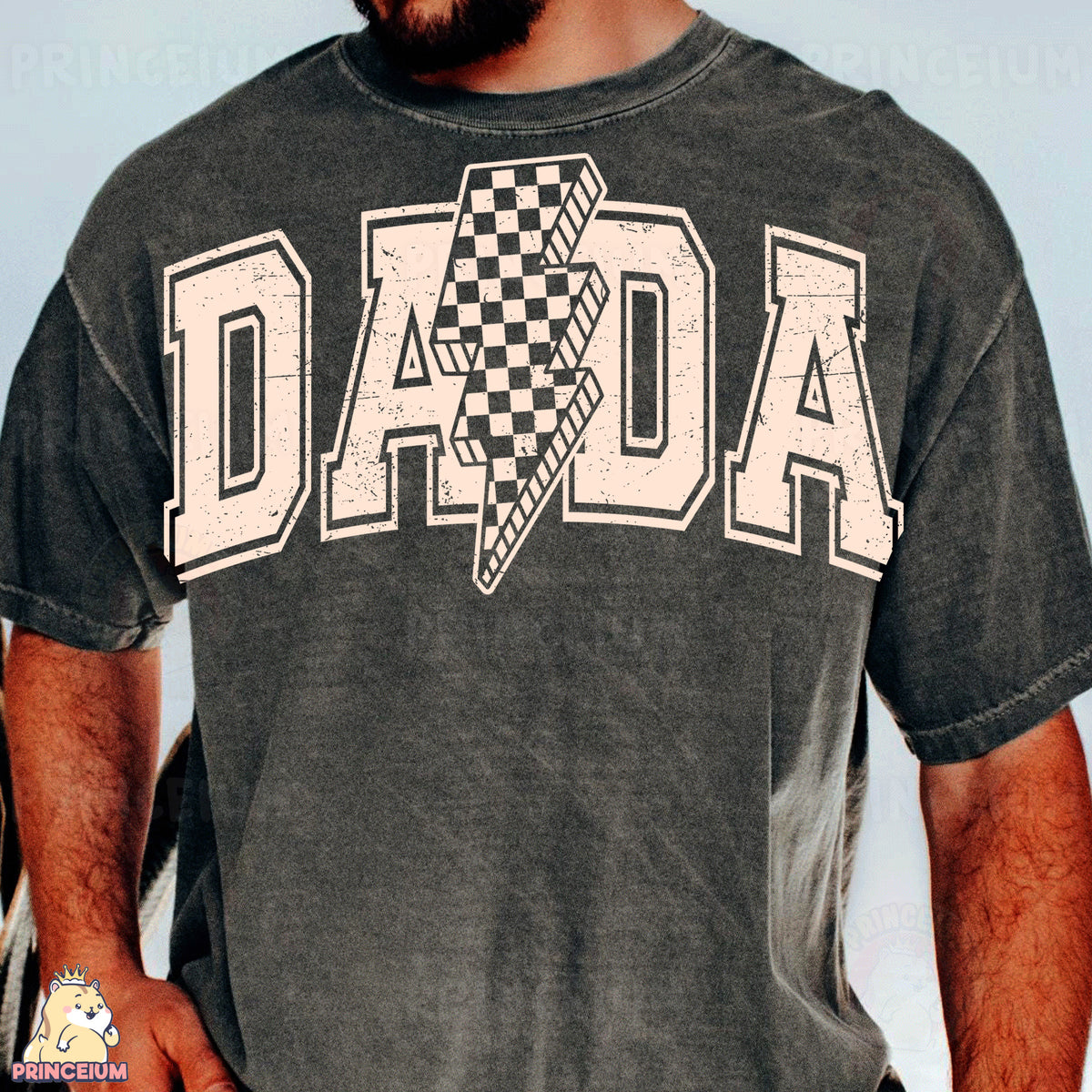 a man with a beard wearing a dad shirt