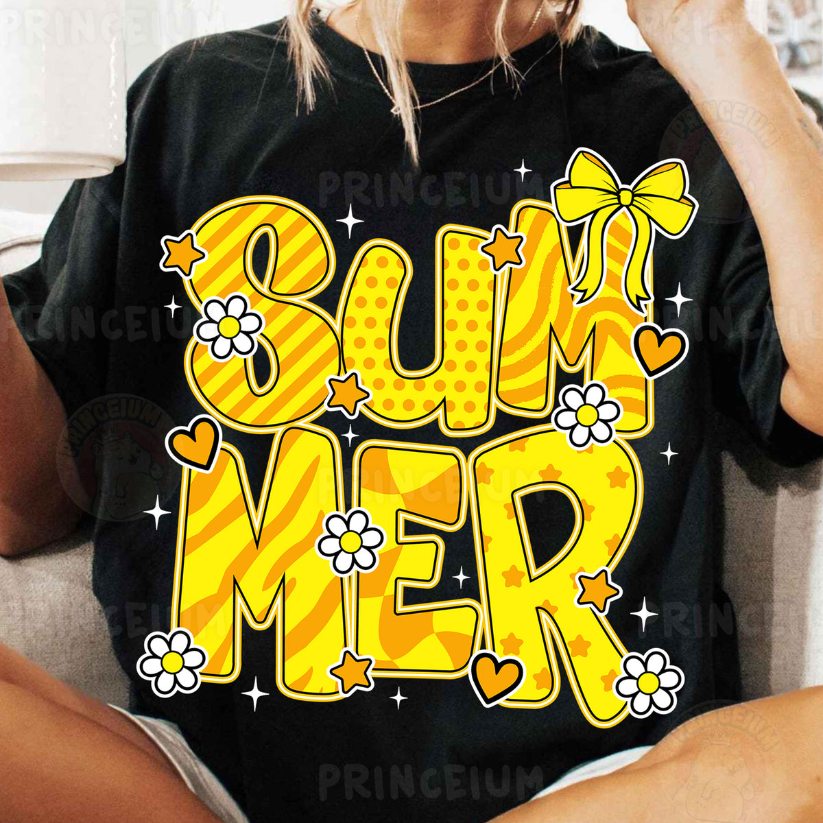 a woman sitting on a couch wearing a t - shirt that says, burn me