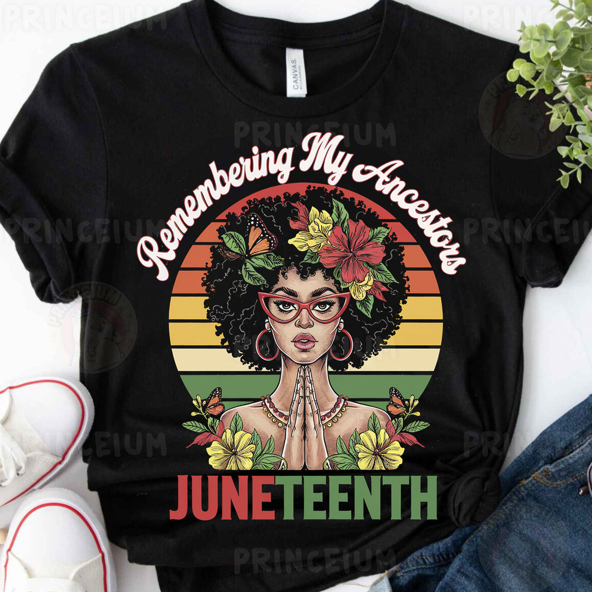 a t - shirt with a picture of a woman with flowers on her head