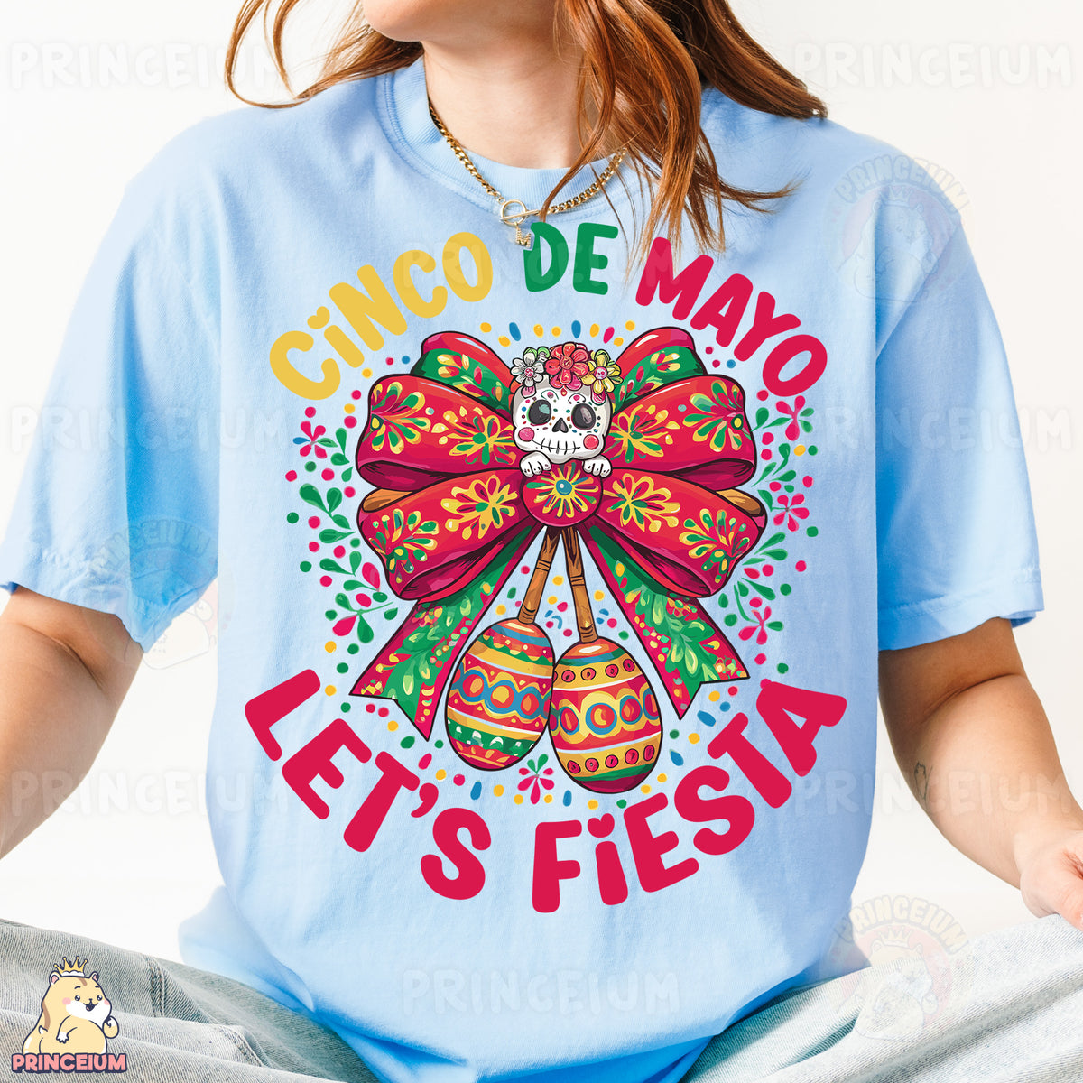 a woman wearing a cinco de mayo t - shirt