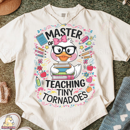 a t - shirt that says master of teaching tiny tornadoos