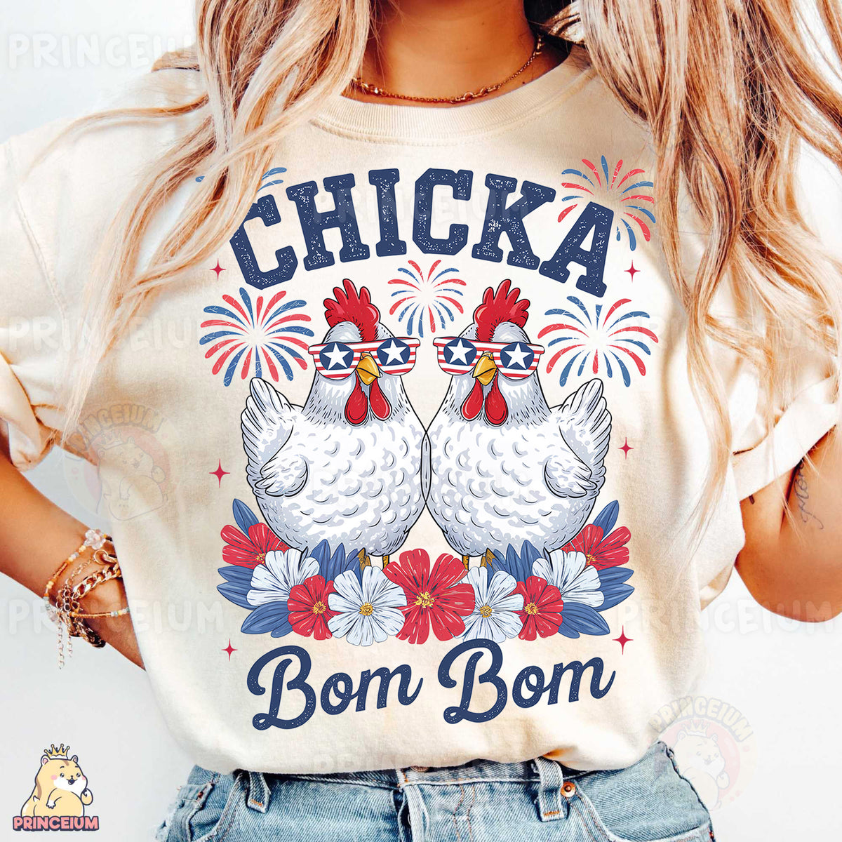 a woman wearing a t - shirt that says chicka born born
