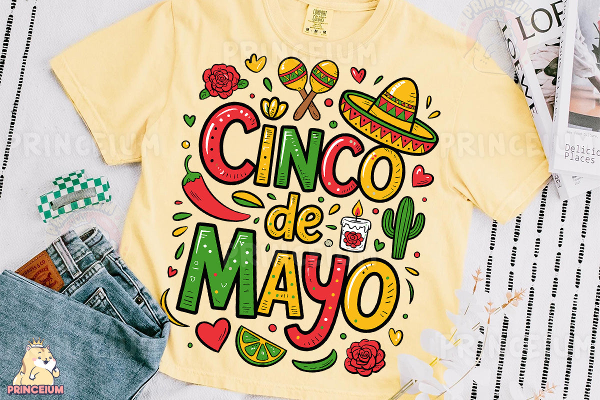 a cinco de mayo t - shirt sitting on top of a table