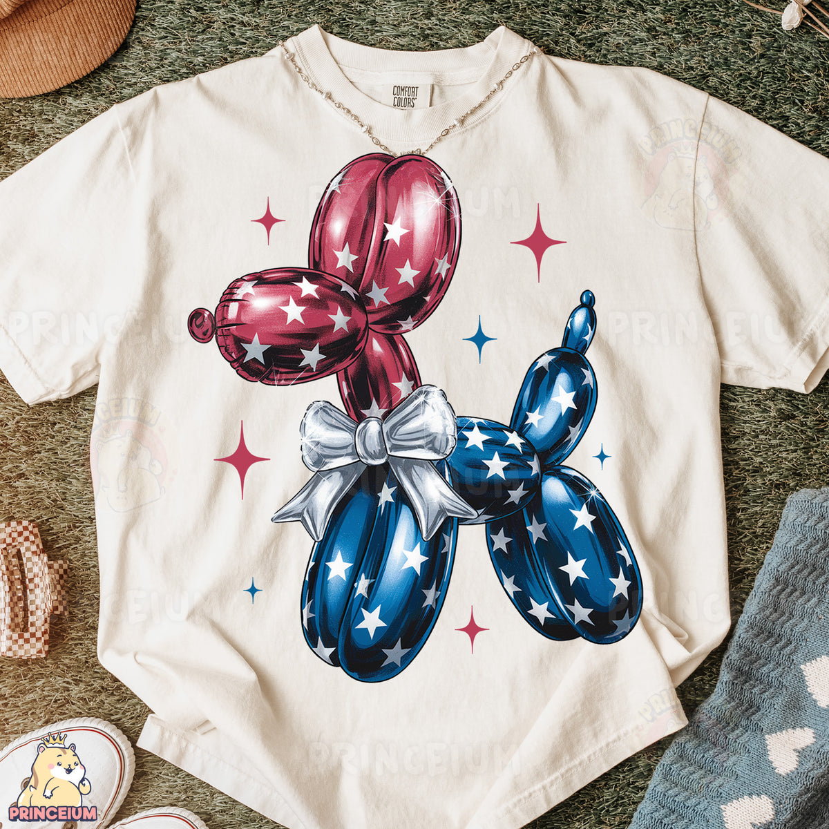 a t - shirt with balloons and stars on it