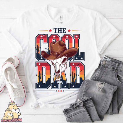 a white shirt with a cowboy hat on it
