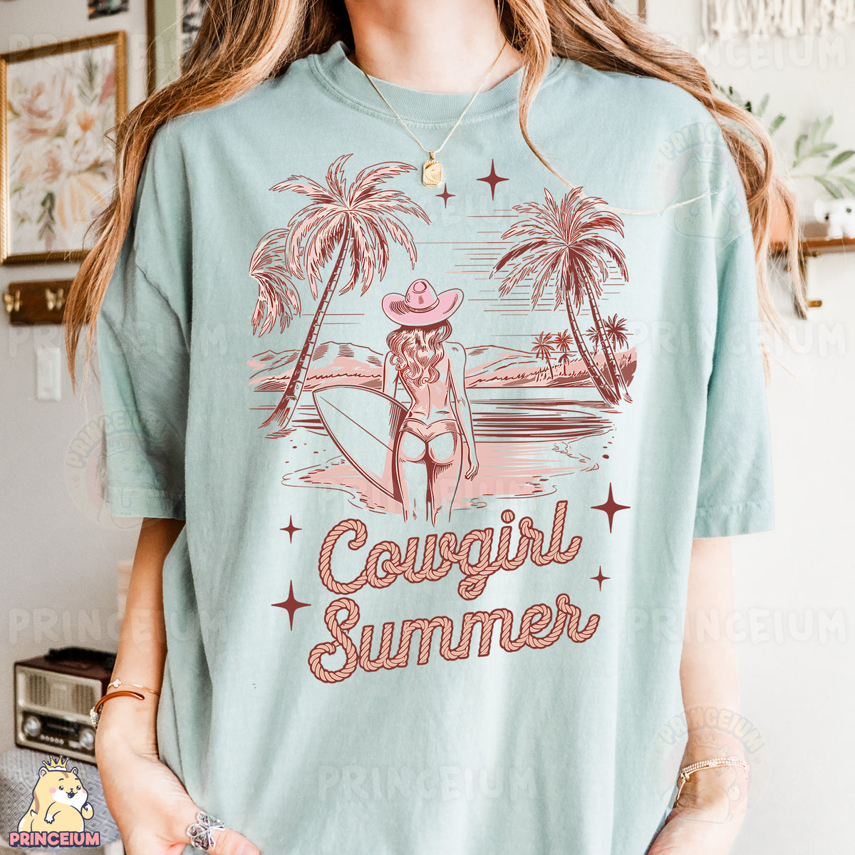 a woman wearing a shirt that says cougal summer