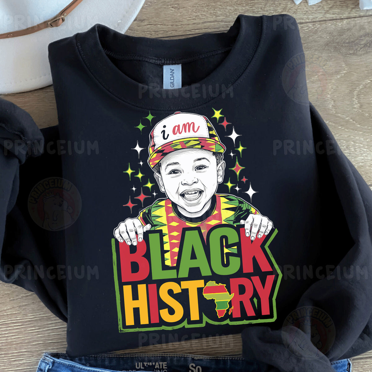 a black shirt with a picture of a man wearing a hat
